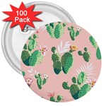 Pink Cactus flower 3  Button (100 pack)