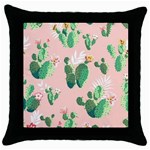 Pink Cactus flower Throw Pillow Case (Black)