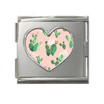 Pink Cactus flower Mega Link Heart Italian Charm (18mm)