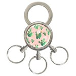 Pink Cactus flower 3-Ring Key Chain