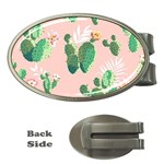 Pink Cactus flower Money Clip (Oval)