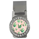 Pink Cactus flower Money Clip (CZ)