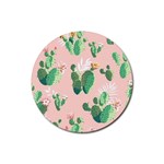 Pink Cactus flower Rubber Coaster (Round)