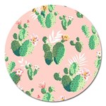 Pink Cactus flower Magnet 5  (Round)