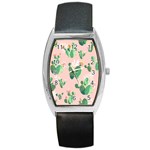 Pink Cactus flower Barrel Style Metal Watch