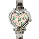 Pink Cactus flower Heart Italian Charm Watch