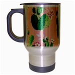 Pink Cactus flower Travel Mug (Silver Gray)