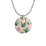 Pink Cactus flower 1  Button Necklace