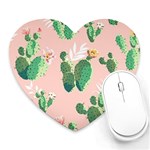 Pink Cactus flower Heart Mousepad