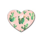 Pink Cactus flower Rubber Coaster (Heart)