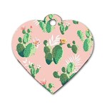 Pink Cactus flower Dog Tag Heart (One Side)