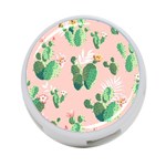 Pink Cactus flower 4-Port USB Hub (One Side)