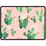 Pink Cactus flower Fleece Blanket (Large)