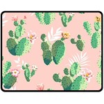 Pink Cactus flower Fleece Blanket (Medium)