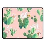 Pink Cactus flower Fleece Blanket (Small)