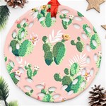 Pink Cactus flower Ornament (Round Filigree)