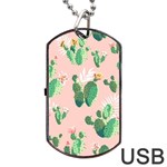 Pink Cactus flower Dog Tag USB Flash (One Side)