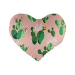 Pink Cactus flower Standard 16  Premium Heart Shape Cushion 