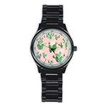 Pink Cactus flower Stainless Steel Round Watch