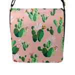 Pink Cactus flower Flap Closure Messenger Bag (L)