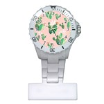 Pink Cactus flower Plastic Nurses Watch