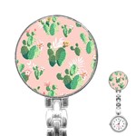 Pink Cactus flower Stainless Steel Nurses Watch