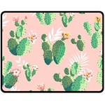 Pink Cactus flower Double Sided Fleece Blanket (Medium)