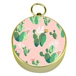 Pink Cactus flower Gold Compass