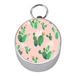 Pink Cactus flower Silver Compass (Mini)