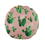 Pink Cactus flower Standard 15  Premium Flano Round Cushion 