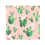 Pink Cactus flower Small Satin Scarf (Square)