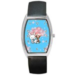 floral bunnies Barrel Style Metal Watch