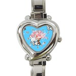 floral bunnies Heart Italian Charm Watch