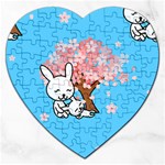 floral bunnies Jigsaw Puzzle (Heart)