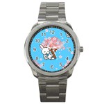 floral bunnies Sport Metal Watch