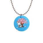 floral bunnies 1  Button Necklace