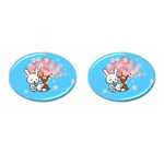 floral bunnies Cufflinks (Oval)