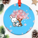 floral bunnies Round Ornament (Two Sides)