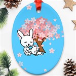 floral bunnies Oval Ornament (Two Sides)