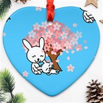 floral bunnies Heart Ornament (Two Sides)