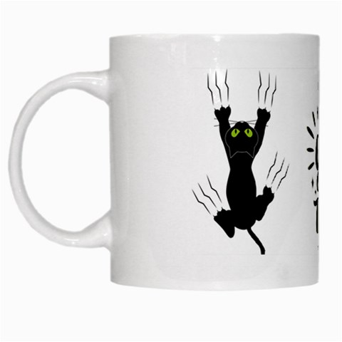 cat grabing White Coffee Mug from ArtsNow.com Left