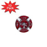 Red Fire Department Cross 1  Mini Button (10 pack) 