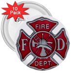 Red Fire Department Cross 3  Button (10 pack)