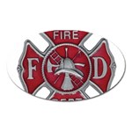 Red Fire Department Cross Magnet (Oval)