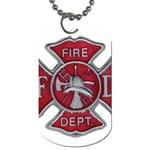 Red Fire Department Cross Dog Tag (One Side)