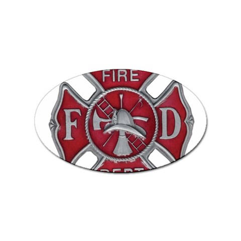 Red Fire Department Cross Sticker Oval (100 pack) from ArtsNow.com Front