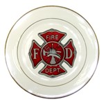 Red Fire Department Cross Porcelain Plate