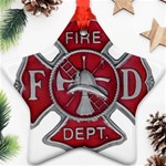 Red Fire Department Cross Star Ornament (Two Sides)