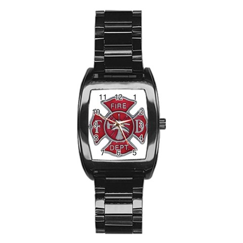 Red Fire Department Cross Stainless Steel Barrel Watch from ArtsNow.com Front