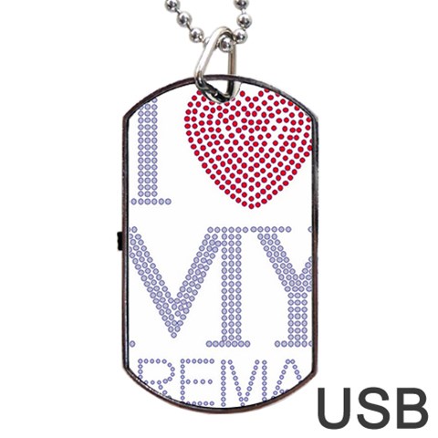 I Love My Fireman Dog Tag USB Flash (One Side) from ArtsNow.com Front